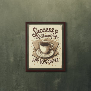 Framgång och kaffe - Vintage Motivational Poster