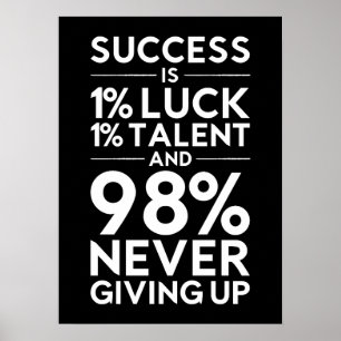 Framgången är aldrig Ge - Motiverande Poster