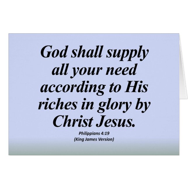 FramgångPhilippians4:19 Abbrev Hälsningskort (Framsidan Horizontal)