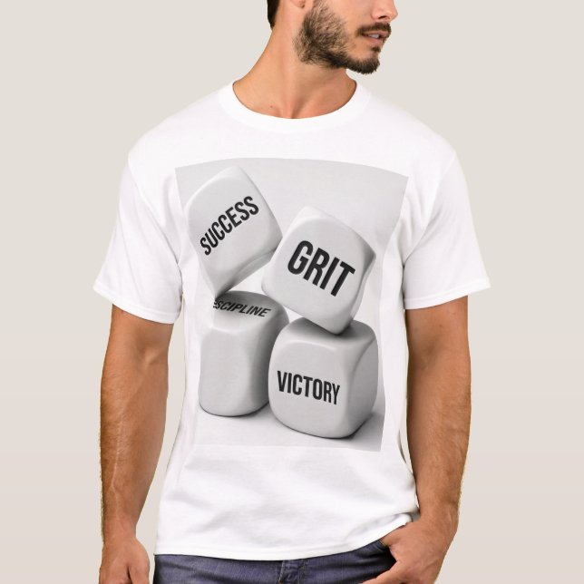 Framgångs GRIT DISCIPLIN SEGER - Minimalistisk Vit T Shirt (Framsida)