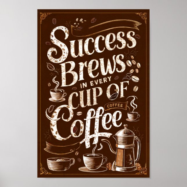 Framgångs- och Kreativ av kaffemotiv Poster (Framsidan)