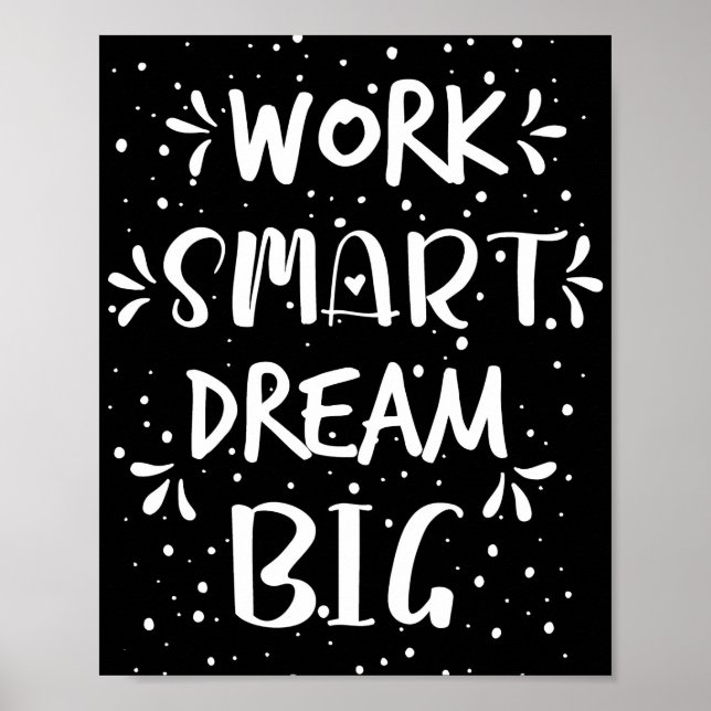 Framgångscitat Arbeta Smart Dröm Stort Poster (Framsidan)