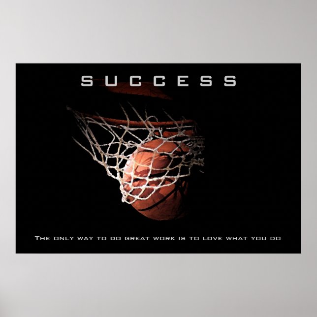 Framgångsrik Basketball Sport Artwork Motivational Poster (Framsidan)