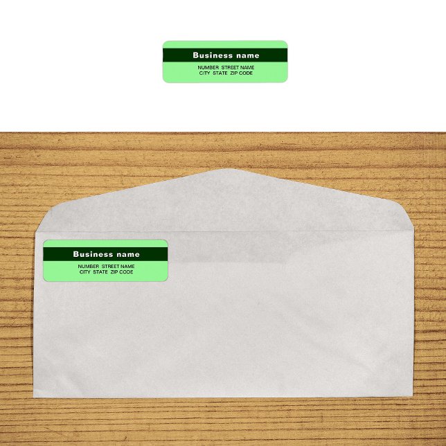 Framhävda varumärken på ljusgrön returadress etikett (Light green return address label with your highlighted brand name)