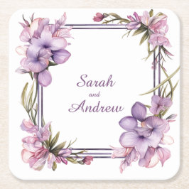 Framing Lilah Flower (inget datum): Bröllop Underl Underlägg Papper Kvadrat