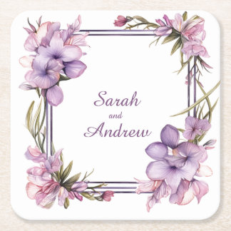 Framing Lilah Flower (inget datum): Bröllop Underl Underlägg Papper Kvadrat
