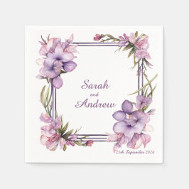 Framing Lilah Flower: Personlig Bröllop Napkins Pappersservett