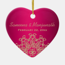 Främja Bröllopsfesten Fuchsia och Guld Indiska Sti Julgransprydnad Keramik