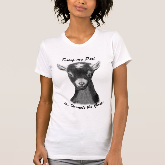 Främja geten - Pygora Goat Porträtt Tee (Framsida)