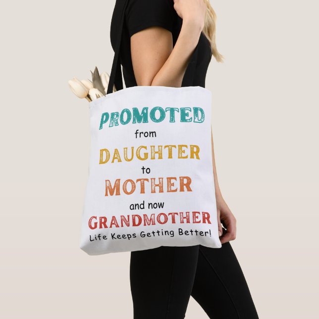 Främjad från dotter till mor och nu.. tygkasse (Närbild)