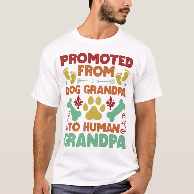Främjad från Hund morfar till morfar T Shirt (Framsida)