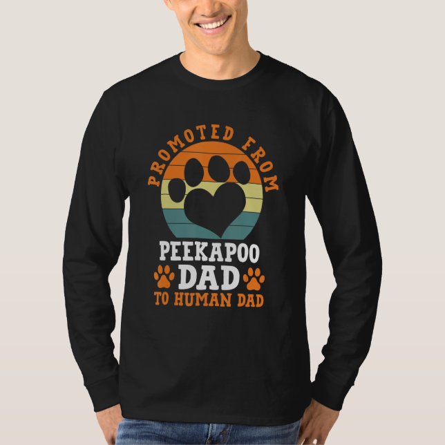Främjad från Peekapoo Pappa Funny Pekeapoo Humor T Shirt (Framsida)