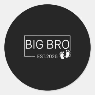 Främjad till Big Bro Est 2026 New Brother Baby Ann Runt Klistermärke