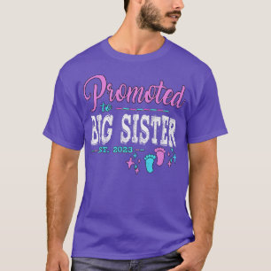 Främjad till Big Sister 2023 Gravid Reveal Girl T Shirt