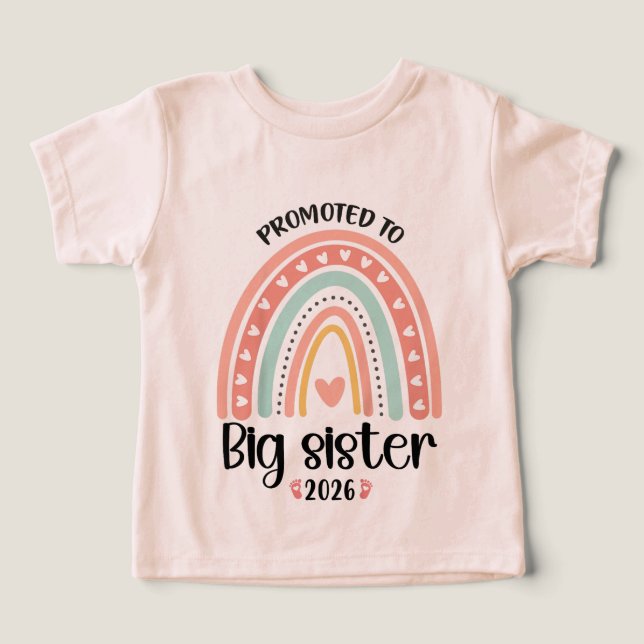 Främjad till Big Sister 2026 Småbarn Girls T Shirt (Design Framsida)