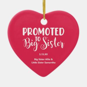 Främjad till Big Sister Heart Photo Namn jul Julgransprydnad Keramik