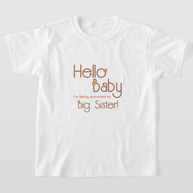 Främjad till Big Sister Hej Baby Retro Kids T Shirt (Laydown)