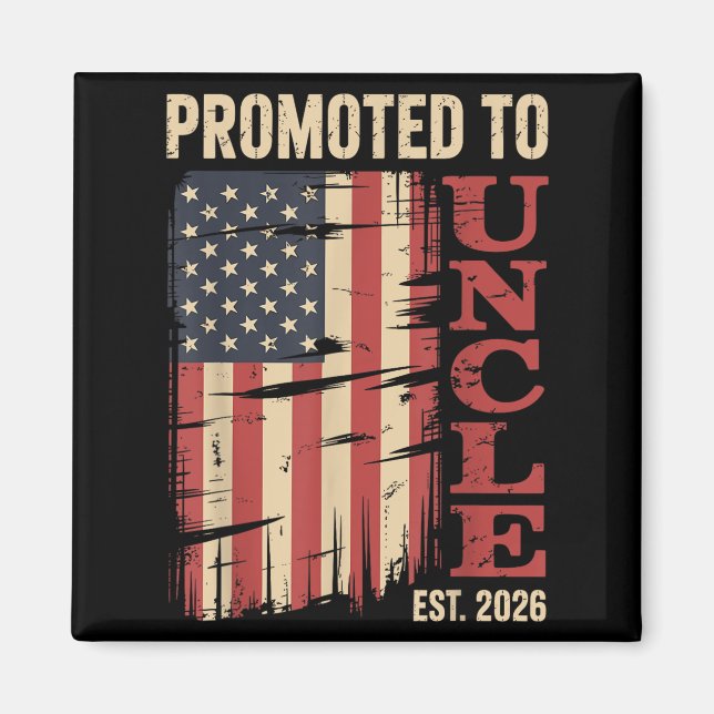 Främjad till farbror Est.2026 Ny familjemedlem USA Magnet (Framsidan)