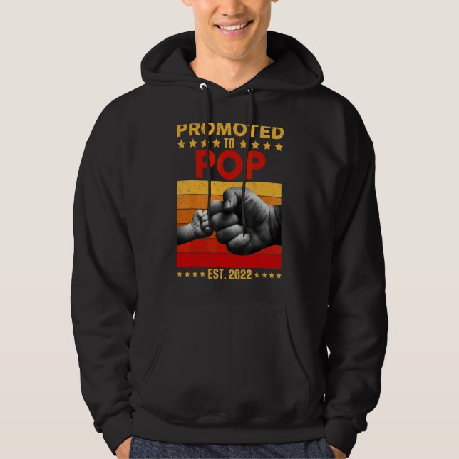 Främjad till farfar 2022 första Fars dag Hoodie (Framsida)