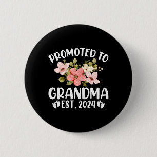Främjad till Grandma 2024 Första gången Nana-Blomm Knapp