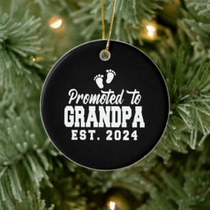 Främjad till Grandpa 2024 New Grandfather Gravid Julgransprydnad Keramik