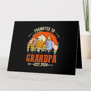 Främjad till Grandpa Est 2024 Retro Fars dag New Kort