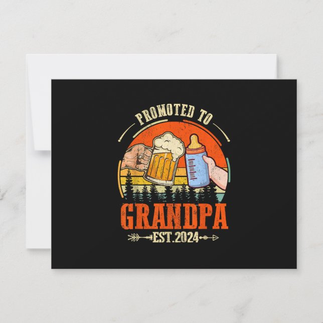 Främjad till Grandpa Est 2024 Retro Fars dag New OSA Kort (Framsida)