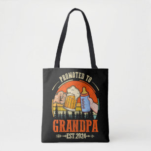 Främjad till Grandpa Est 2024 Retro Fars dag New Tygkasse