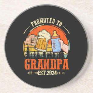 Främjad till Grandpa Est 2024 Retro Fars dag New Underlägg