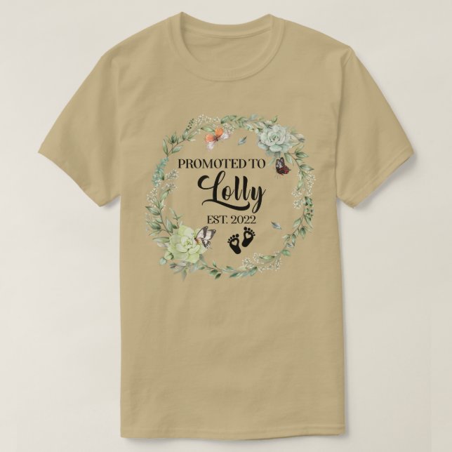 Främjad till Lolly Est 2022 Women Blommigt Första  T Shirt (Design framsida)