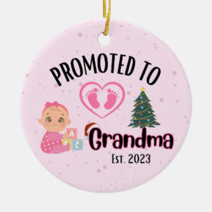 Främjad till mormor - Flicka Julafton Julgransprydnad Keramik