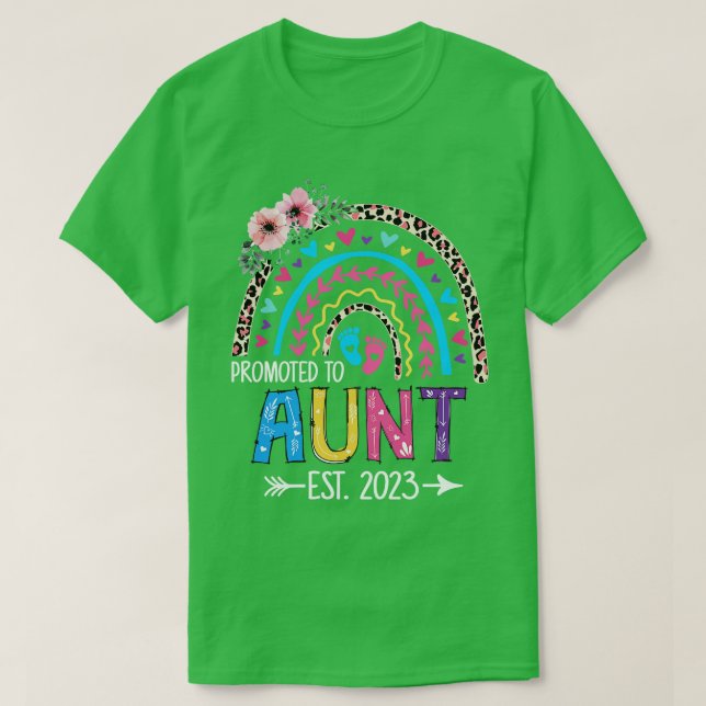 Främjad till Moster Est 2023 Leopard Rainbow Mor T Shirt (Design framsida)