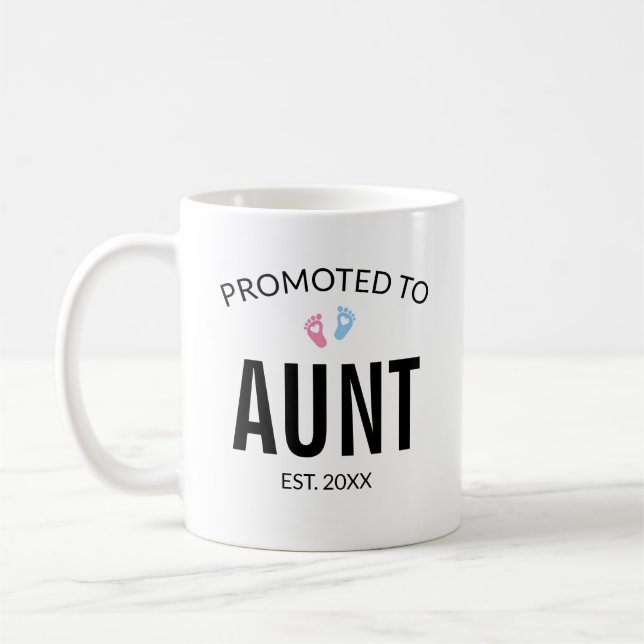 Främjad till Moster Gravid-meddelande Kaffemugg (Vänster)