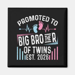 Främjad till storebror av Twillingar Est 2026 Baby Magnet