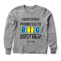 Främjad till storebror namn:s blåa gult