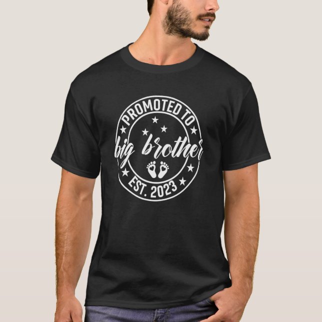 Främjad till storebror - Nyfödd bebis-meddelande T Shirt (Framsida)