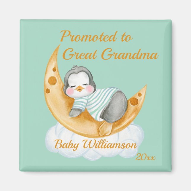 Främjad till Underbar Grandma Baby Penguin Magnet (Framsidan)