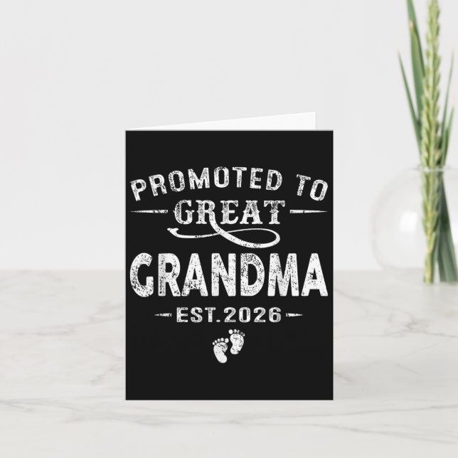 Främjad till Underbar Grandma Est 2026 Gravid Anno Kort (Framsida)