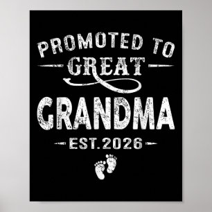 Främjad till Underbar Grandma Est 2026 Gravid Anno Poster