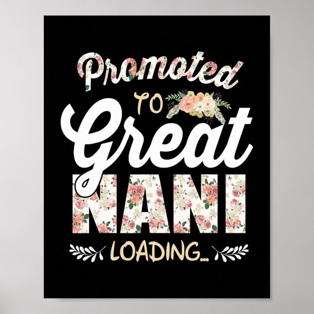 Främjad till Underbar Nani Est 2022 Blommigt Först Poster (Framsidan)