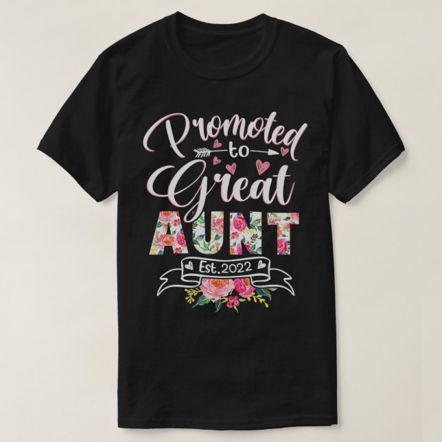 Främjad till Underbara Moster Est 2022-Blommigten  T Shirt (Design framsida)