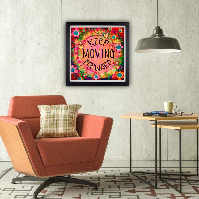 Främjande av Flytta för  av offertkurser för Behål Poster (Keep moving forward, floral classroom poster by Inspirivity. )