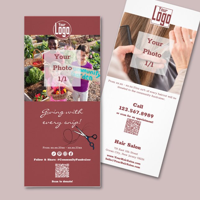 Främjande av Hair Salon-gemenskapsfinansiering Reklamkort (Promotion Hair Salon Community Fundraising Rack Card)