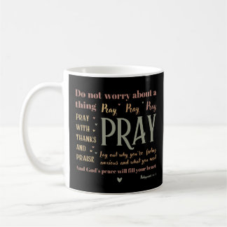 Främjande av kristna Bible Worry Pray Peace Boho Kaffemugg