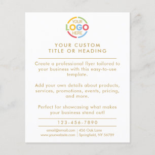 Främjande av Modern White and Guld Business Logoty Flygblad