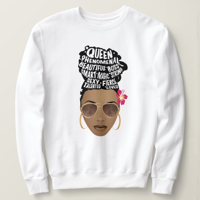 Främjande av svarta kvinnor, naturlig hårbun, blom t shirt (Design framsida)