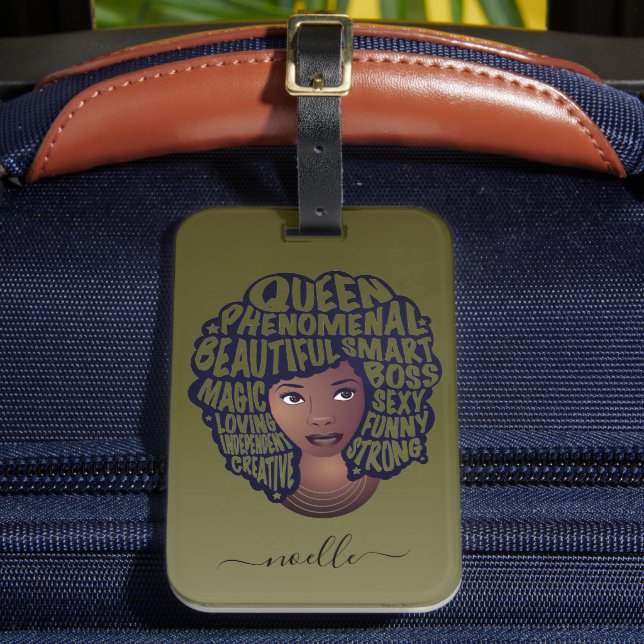 Främjande av svarta kvinnor, natursköns Oliv grönt Bagagebricka (Framsida Insitu 2)