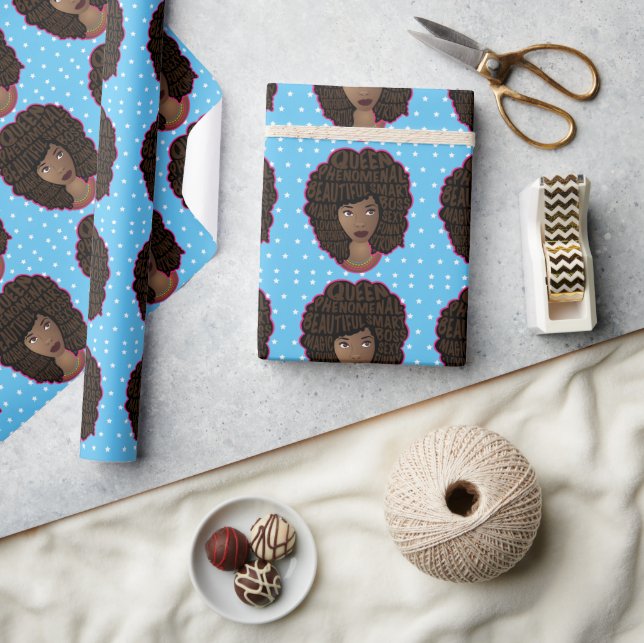 Främjande av svarta kvinnor, vita stjärnor Mönster Presentpapper (Hantverk)