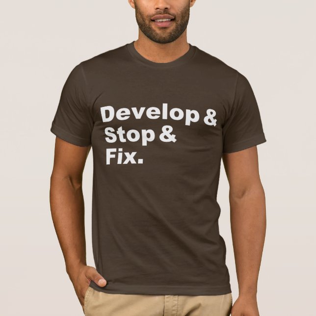 Framkalla & stoppa & fixa skjortan (vittext) t shirt (Framsida)