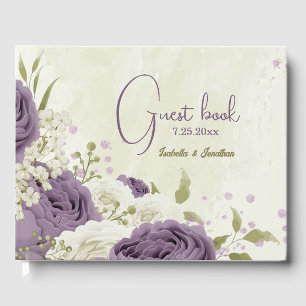 Framkalla vita blommor, grönaktigt bröllop gästböcker